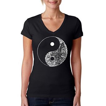 YIN YANG - Women's Word Art V-Neck T-Shirt