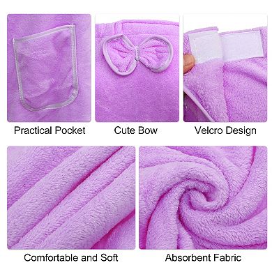 Bath Wrap Towel for Women Shower Adjustable Bath Wrap Robe with Pocket