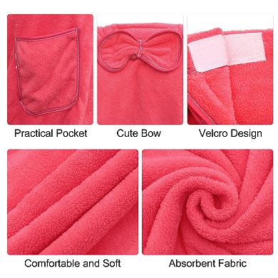 Bath Wrap Towel For Women Shower Adjustable Bath Wrap Robe With Pocket