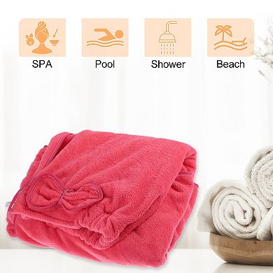 Bath Wrap Towel For Women Shower Adjustable Bath Wrap Robe With Pocket
