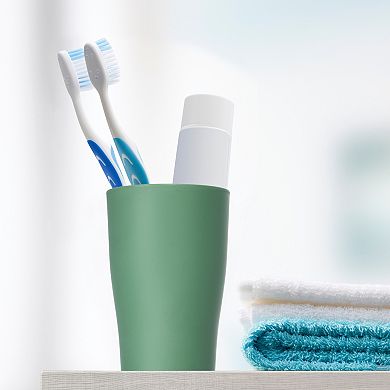 2pcs Bathroom Toothbrush Tumblers PP Cup Color Yellow Green 4.92"x3.03"