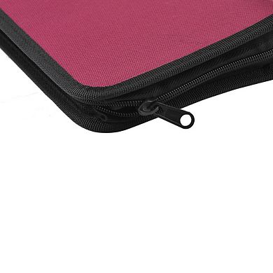 Zipper Closure Nylon Double Sided 80 Capacity CD DVD Bag Holder for Car Red