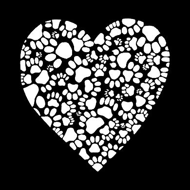 Paw Prints Heart - Women's Word Art V-Neck T-Shirt