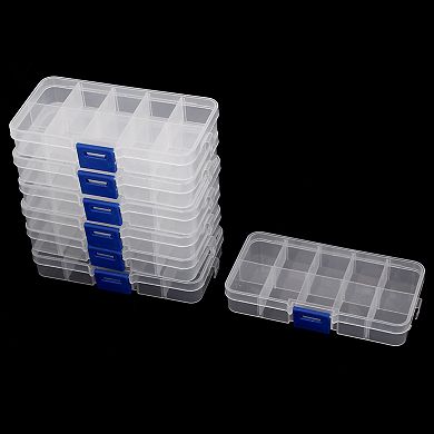Plastic 10 Sections Sundries Jewellery Screws Holder Storage Box Clear 7pcs