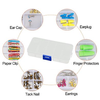 Plastic 10 Sections Sundries Jewellery Screws Holder Storage Box Clear 7pcs