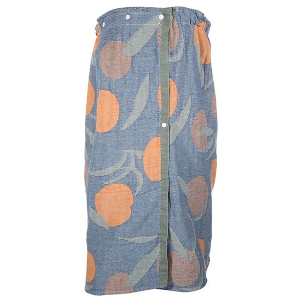 Soft Absorbent Bath Towel Elastic Band with Adjustable Button Blue 55.