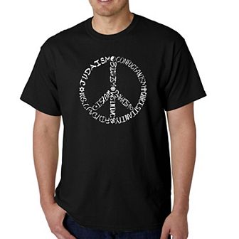 Different Faiths Peace Sign - Men's Word Art T-shirt