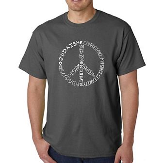 Different Faiths Peace Sign - Men's Word Art T-shirt
