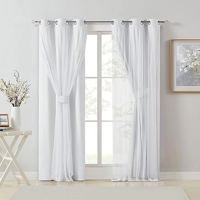 Kate Aurora Basic Elegance 2 Pack Double Layered Hotel Chic Sheer Light Defusing Curtains