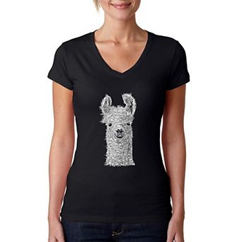 Llama - Women's Word Art V-Neck T-Shirt
