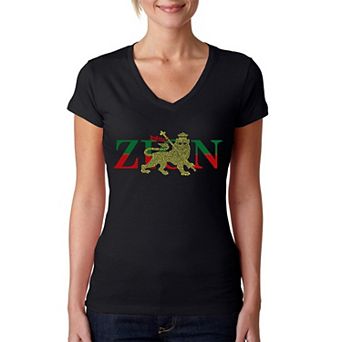 Zion - One Love - Women's Word Art V-Neck T-Shirt