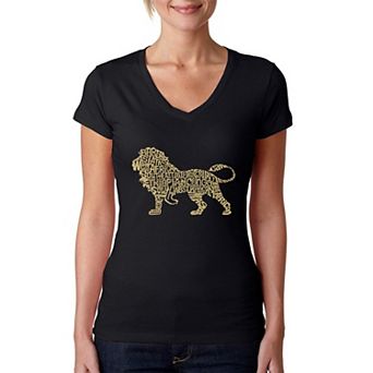 Lion - Women's Word Art V-Neck T-Shirt