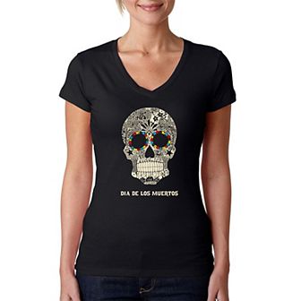 Dia De Los Muertos - Women's Word Art V-Neck T-Shirt