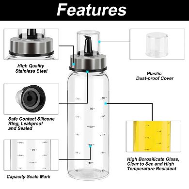 Olive Oil Dispenser Bottle, Drip-Free Spout with ml Marks for Kitchen 300ML