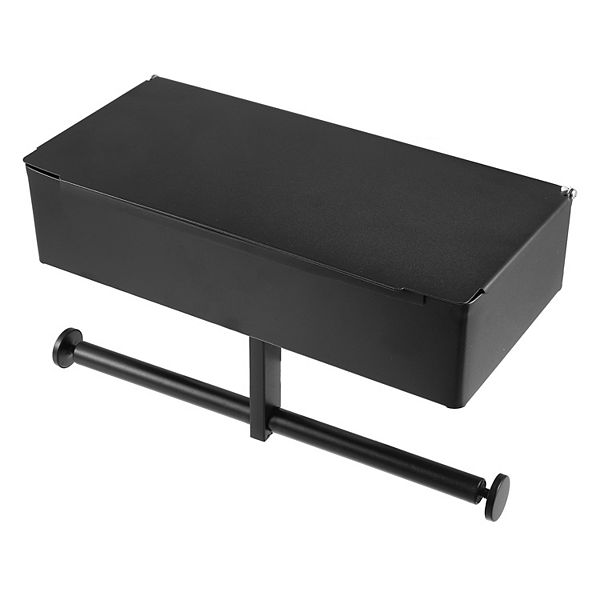Toilet Paper Holder Double Roll Tissue Holder Wall Mount for Bathroom Black