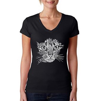 Cat Face - Womens V-Neck T-shirt
