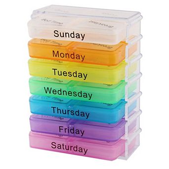 Household Travel Detachable Medication Reminder Daily Am PM Weekly Pill Box Case