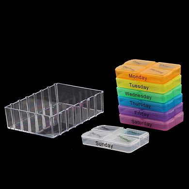 Household Travel Detachable Medication Reminder Daily Am PM Weekly Pill Box Case