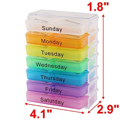 Household Travel Detachable Medication Reminder Daily Am PM Weekly Pill Box Case