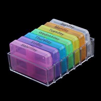 Household Travel Detachable Medication Reminder Daily Am PM Weekly Pill Box Case