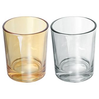 2 pc Bathroom Toothbrush Tumblers Glass for Kitchen Color Gray Amber