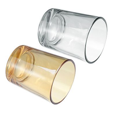 2pcs Bathroom Toothbrush Tumblers Glass for Kitchen Color Gray Amber