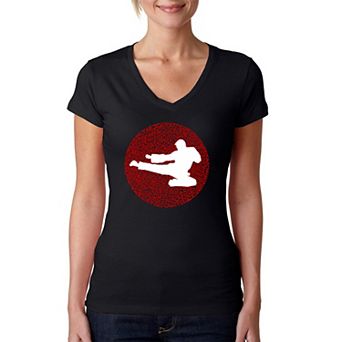 Types of Martial Arts - Women's Word Art V-Neck T-Shirt