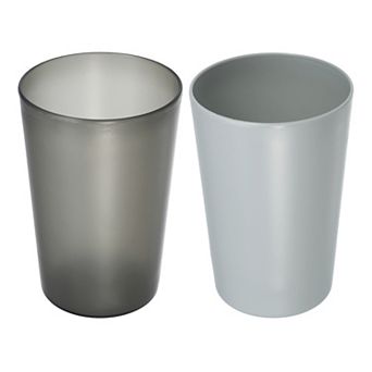 2 pc Bathroom Toothbrush Tumblers PP Cup Color Gray Black 4.52"x3.03"
