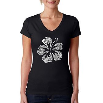 Mahalo - Women's Word Art V-Neck T-Shirt