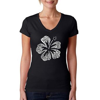 Mahalo - Women's Word Art V-Neck T-Shirt