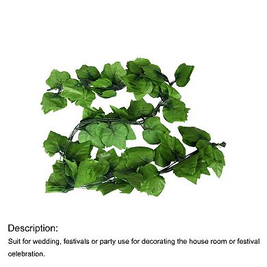 Home Decor Green Artificial Grape Leaves Hanging Vine 6.2Ft 10 Pcs