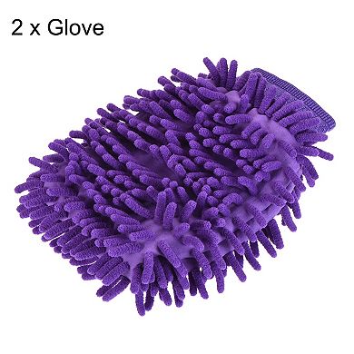 2Pcs Microfiber Chenille Dusting Wash Mitten Set for Cleaning