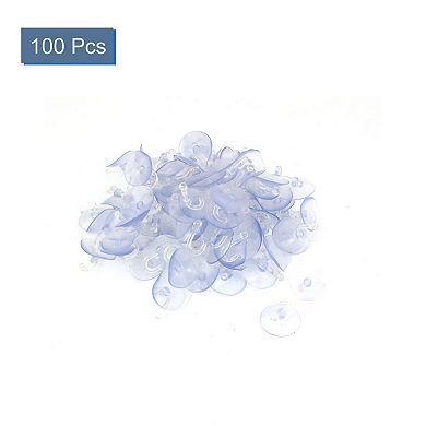 100 Pcs Home Bathoom Clear Plastic 1.2" Dia Suction Cup Hook Hangers