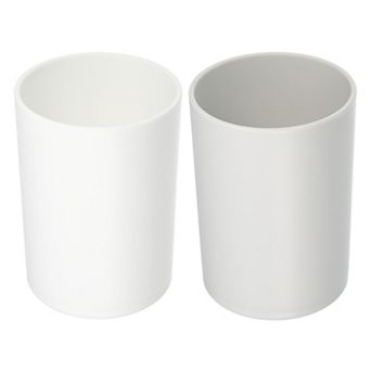 2 pc Bathroom Toothbrush Tumblers for Kitchen Color White Gray 4.05"x2.91"