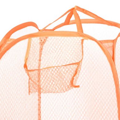 2pcs Orange Blue Folding Laundry Clothes Storage Basket Hamper w Hand Strap