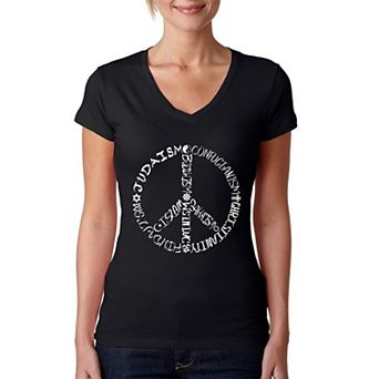 Faiths Peace Sign - Womens V-Neck T-Shirt
