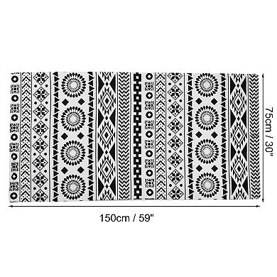 Beach Towel Geometry Pattern Classic Design for Beach Black White 59"x30"