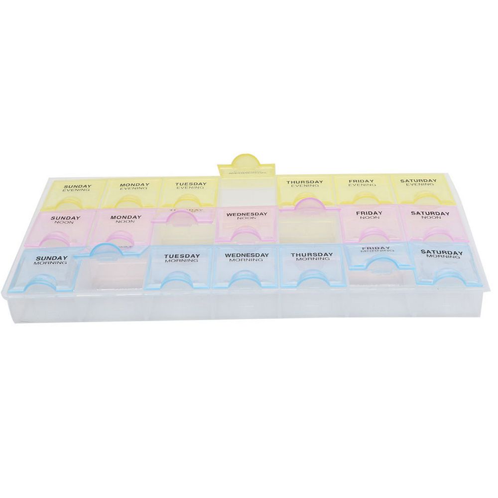 AM NOON PM 7 Day Weekly Pill Box Dispenser Organizer Holder Case
