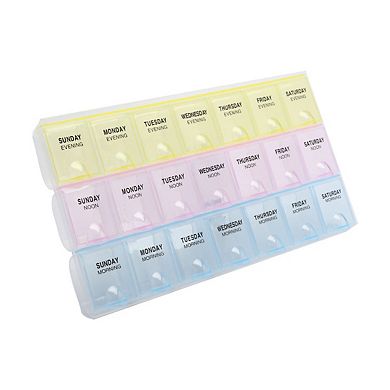 AM NOON PM 7 Day Weekly  Pill Box Dispenser Organizer Holder Case