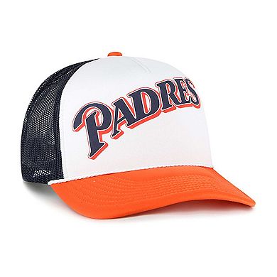 Men's '47 White San Diego Padres Foam Front Script Trucker Snapback Hat