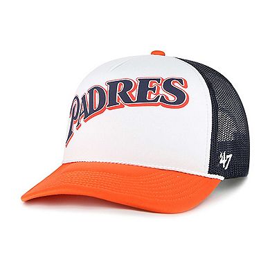 Men's '47 White San Diego Padres Foam Front Script Trucker Snapback Hat