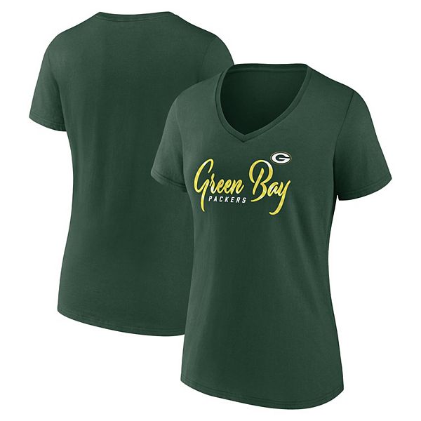 Women's Fanatics Branded Green Green Bay Packers Shine Time V-Neck T-Shirt