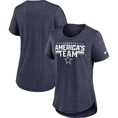 Women's Nike Heather Navy Dallas Cowboys Local Fashion Tri-Blend T-Shirt