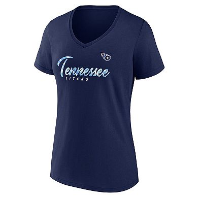 Women's Fanatics Branded Navy Tennessee Titans Shine Time V-Neck T-Shirt