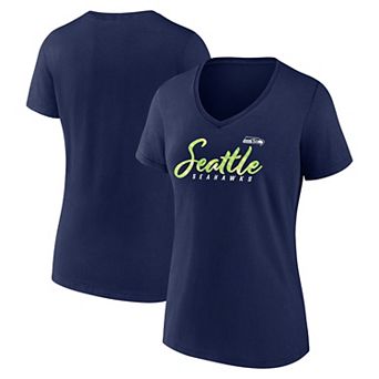 Women's Fanatics Branded College Navy Seattle Seahawks Shine Time V-Neck T-Shirt