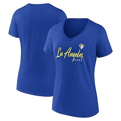 Women's Fanatics Branded Royal Los Angeles Rams Shine Time V-Neck T-Shirt