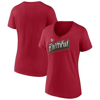Women's Fanatics Branded Scarlet San Francisco 49ers Back Home Again V-Neck T-Shirt
