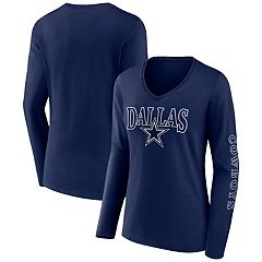 Dallas Cowboys Ladies Honeysuckle V-Neck Hooded Long Sleeve T-Shirt - Ash