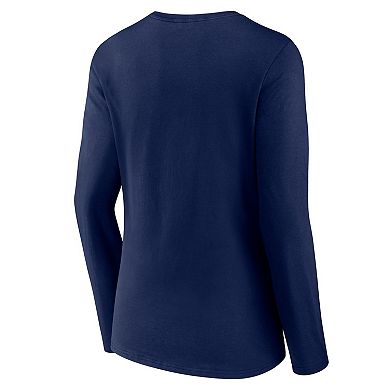 Women's Fanatics Branded Navy Dallas Cowboys Wordmark Long Sleeve V-Neck T-Shirt