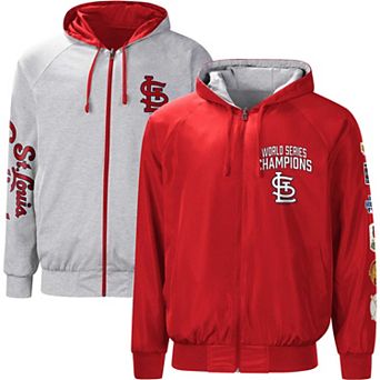 Men's G-III Sports by Carl Banks Red/Gray St. Louis Cardinals Southpaw Reversible Raglan Hooded Full-Zip Jacket